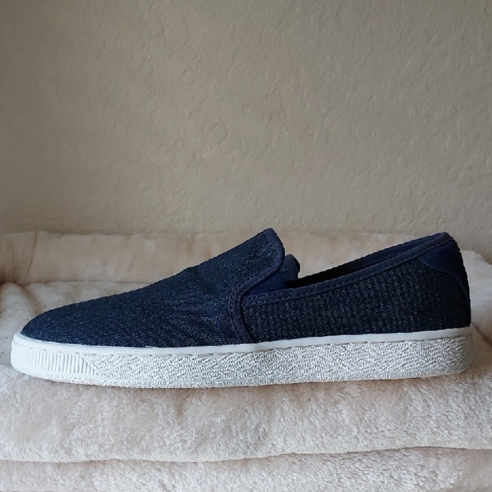 Puma Men's Dark Blue Denim Slip-On Sneakers Size 10.5